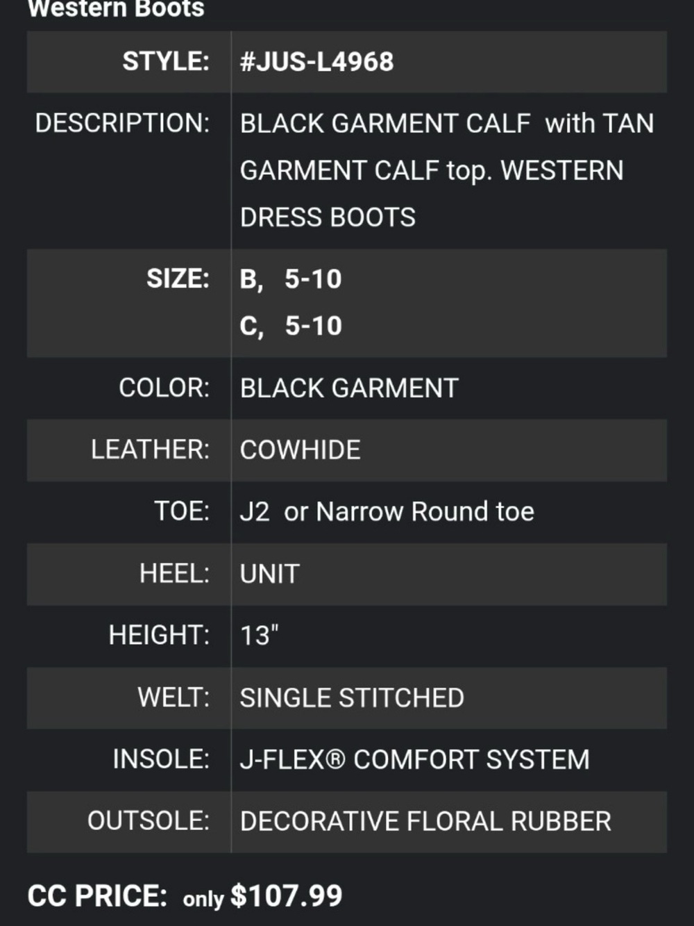 Women’s Justin’s Western Boots - Picture 6 of 6